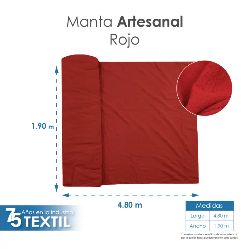 Manta Artesanal 1.90 M ancho Rojo