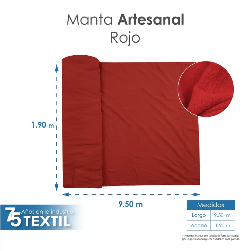 Manta Artesanal 1.90 M ancho Rojo