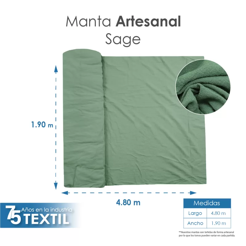 Manta Artesanal 1.90 M ancho Sage