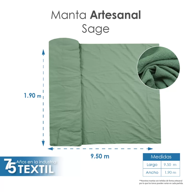 Manta Artesanal 1.90 M ancho Sage