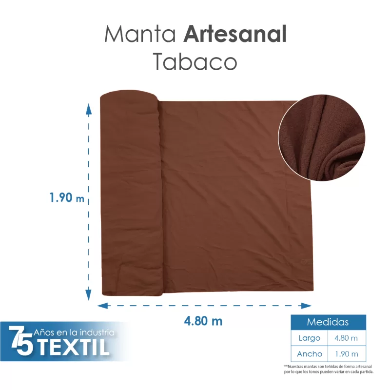 Manta Artesanal 1.90 M ancho Tabaco