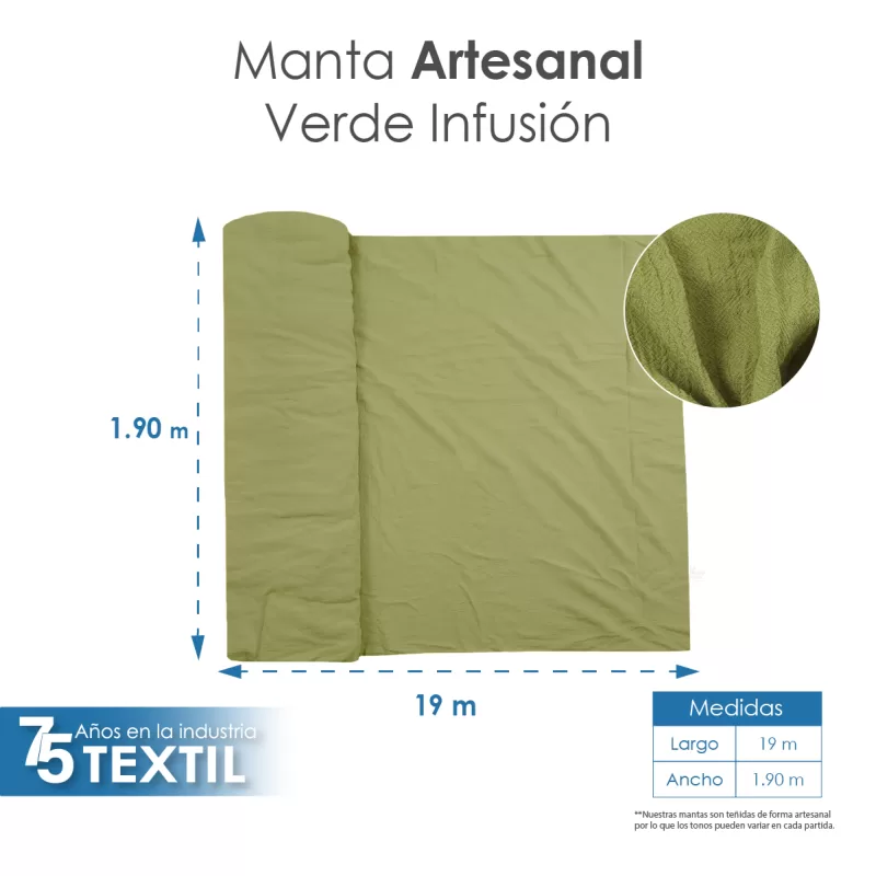 Manta Artesanal 1.90 M ancho Verde Infusión