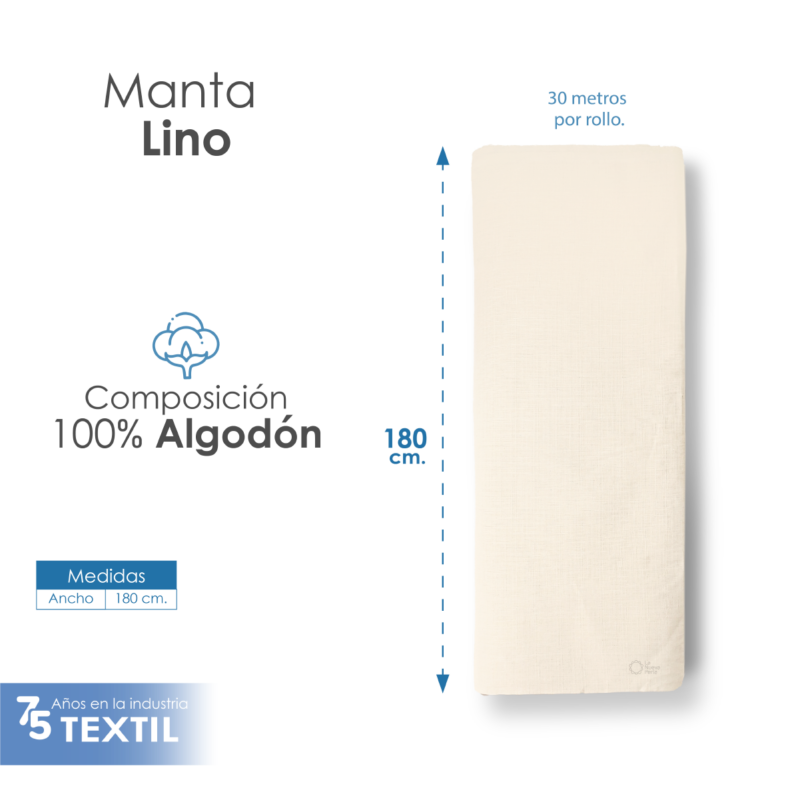 Manta Lino 1.80 M ancho crudo