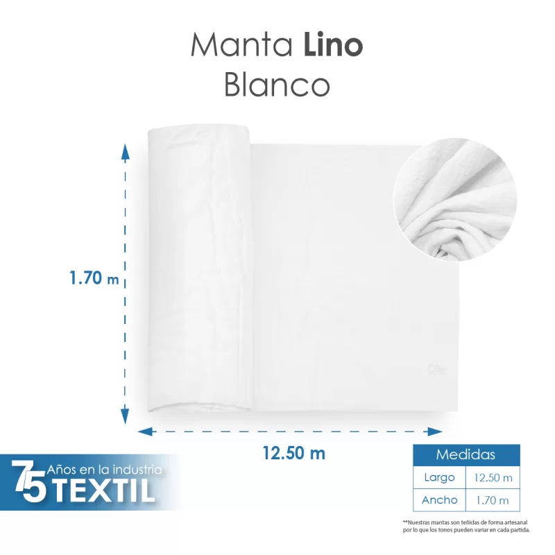 Manta Lino Blanqueada 1.70 M ancho