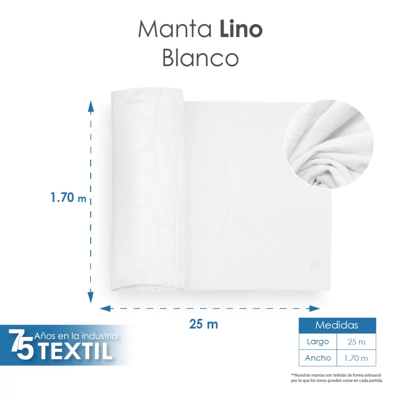 Manta Lino Blanqueada 1.70 M ancho