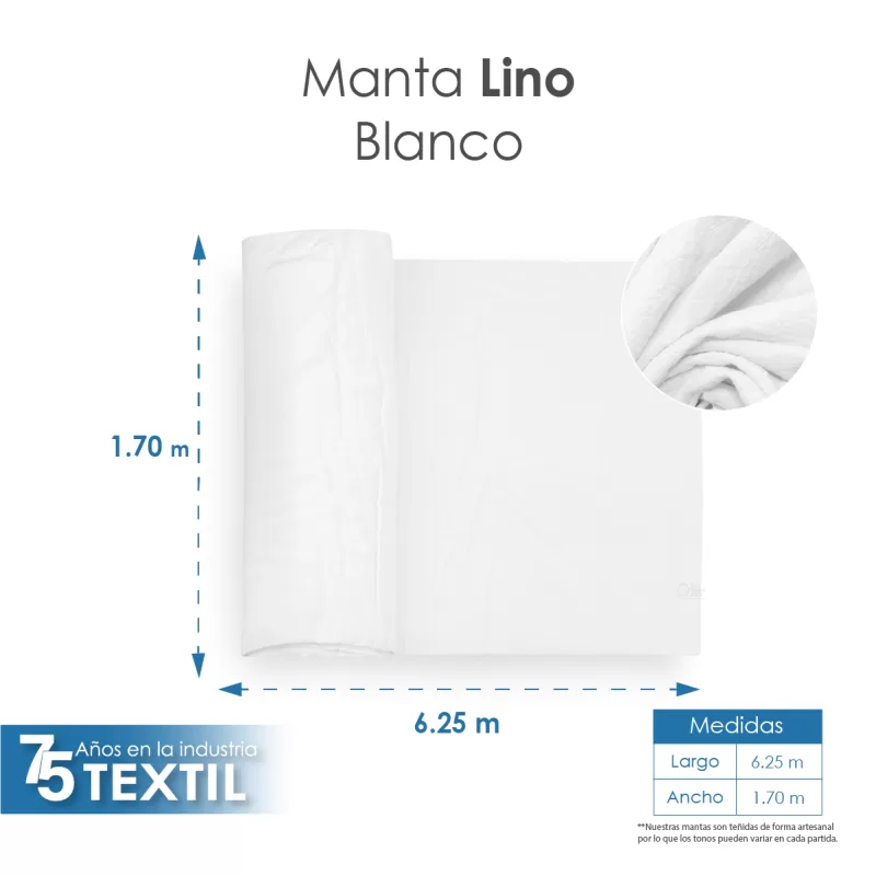 Manta Lino Blanqueada 1.70 M ancho