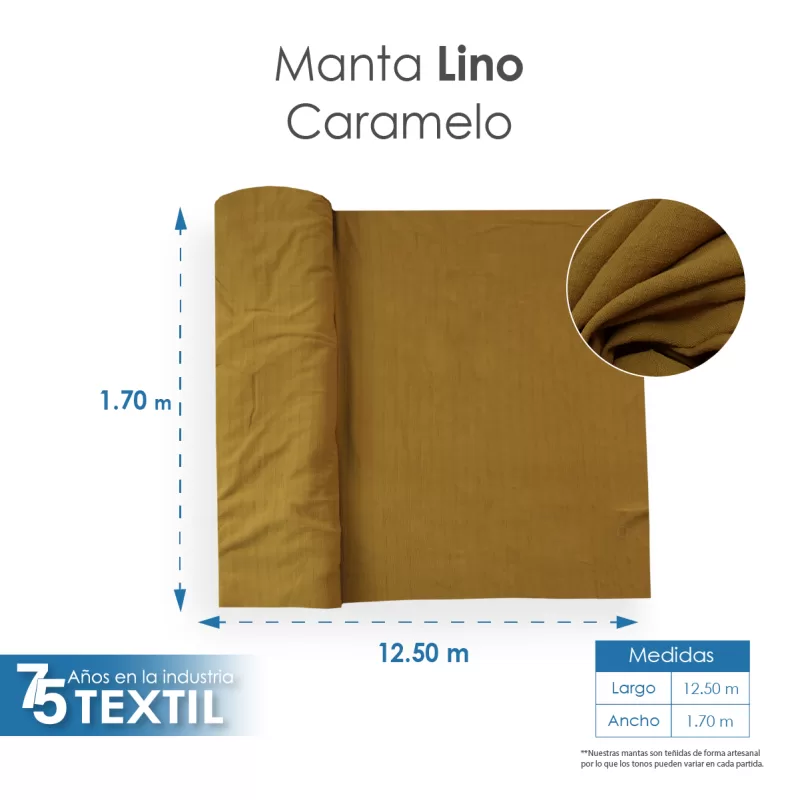 Manta Lino 1.70 M ancho Caramelo