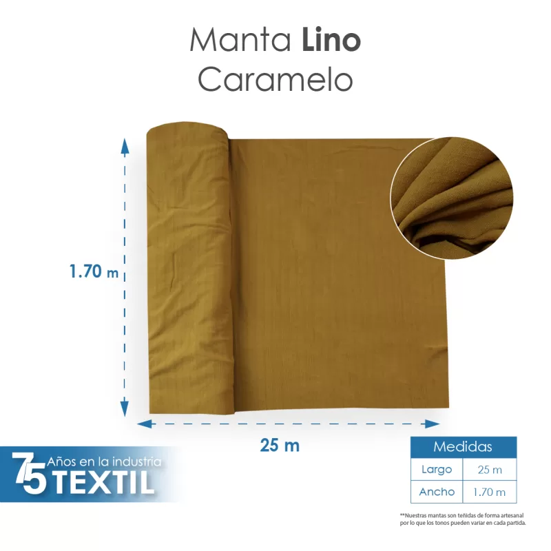 Manta Lino 1.70 M ancho Caramelo
