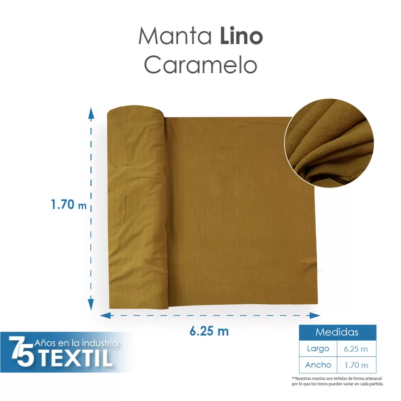 Manta Lino 1.70 M ancho Caramelo
