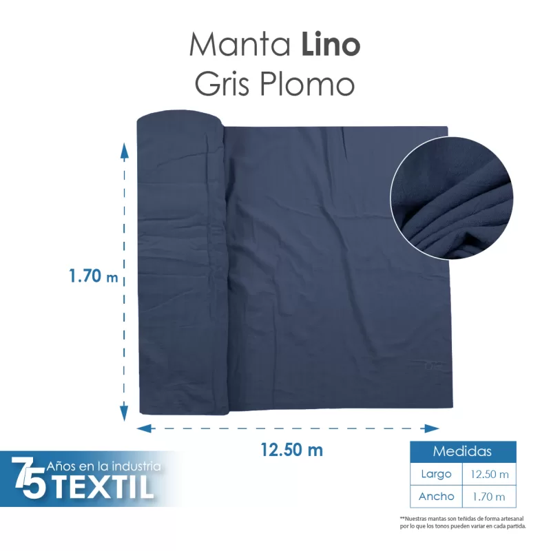 Manta Lino 1.70 M ancho Gris Plomo