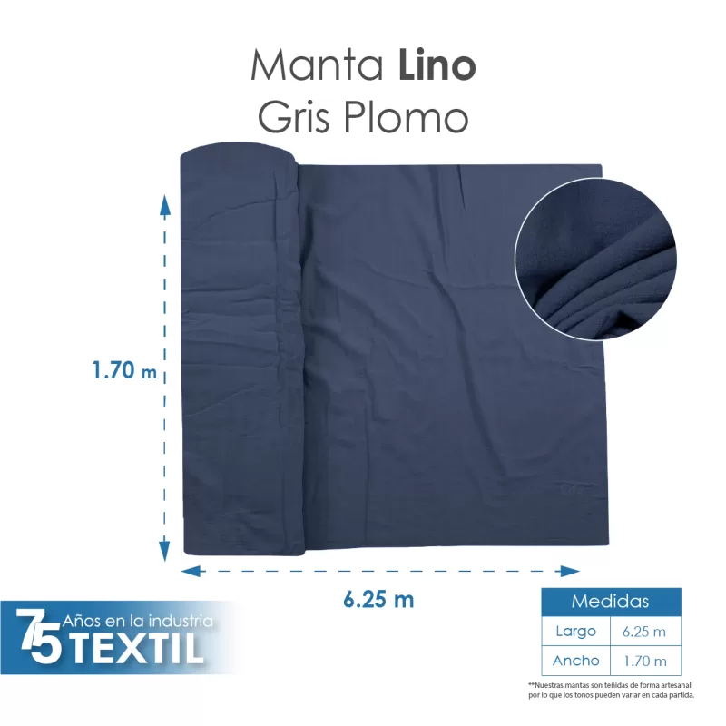 Manta Lino 1.70 M ancho Gris Plomo