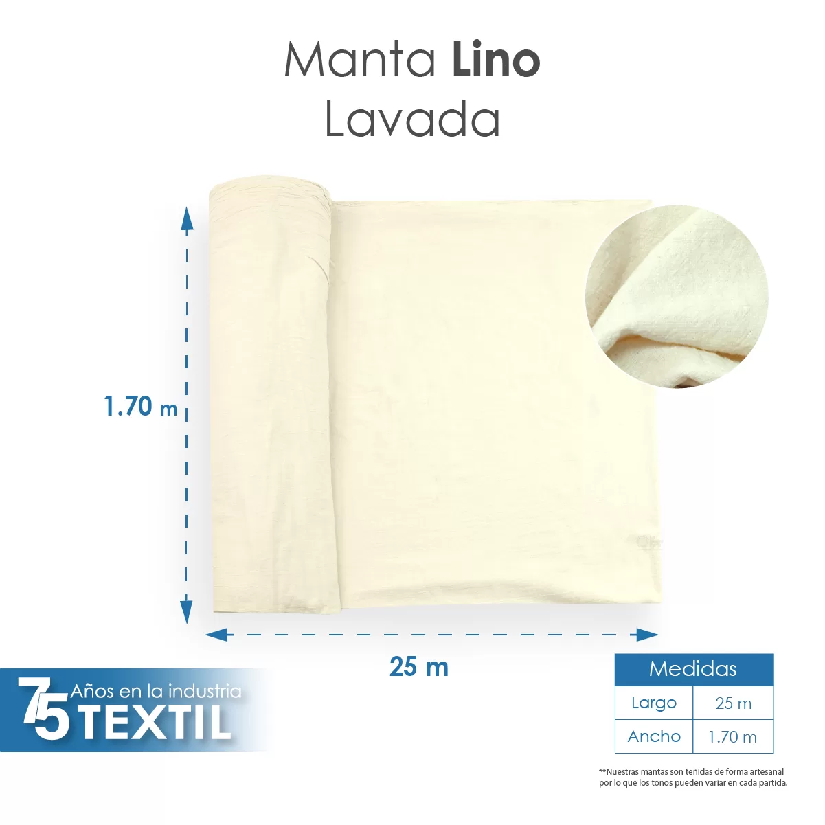 Manta Lino Lavada 1.70 M ancho: imagen 2