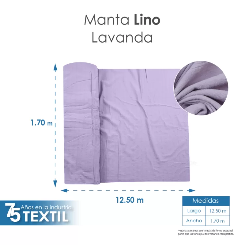 Manta Lino 1.70 M ancho Lavanda