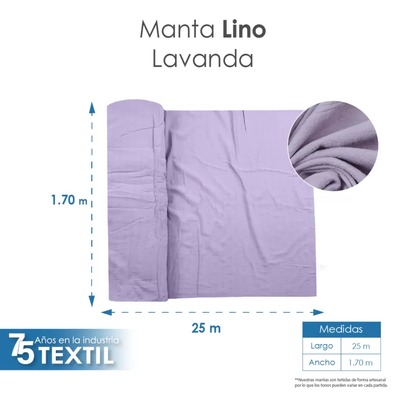 Manta Lino 1.70 M ancho Lavanda