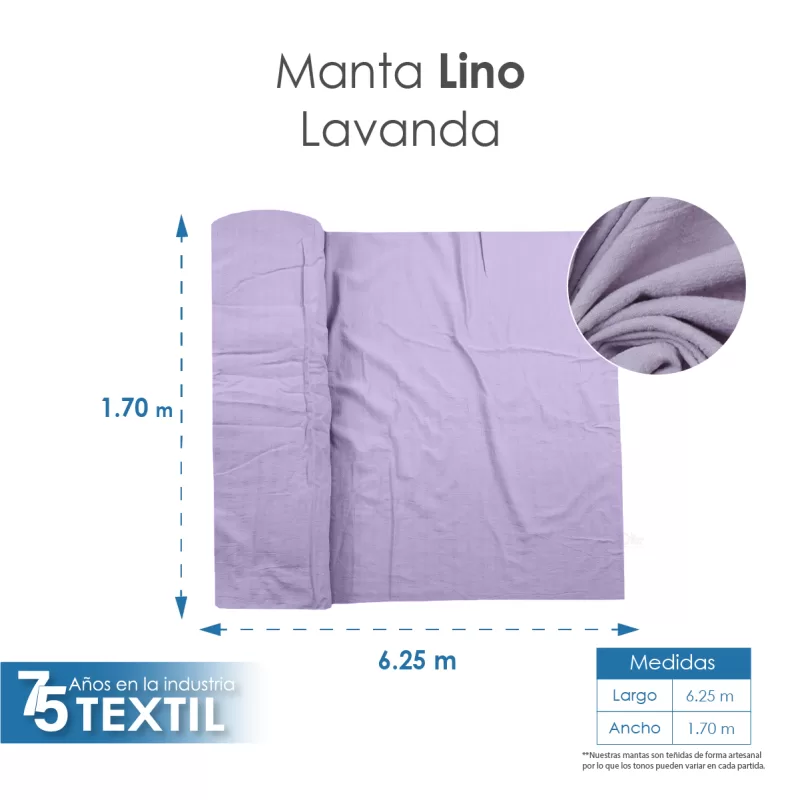 Manta Lino 1.70 M ancho Lavanda
