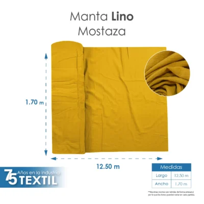 Manta Lino 1.70 M ancho Mostaza: imagen 3