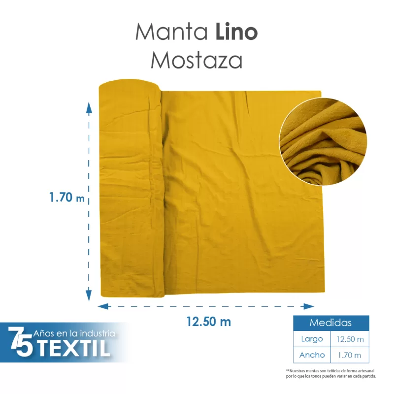 Manta Lino 1.70 M ancho Mostaza