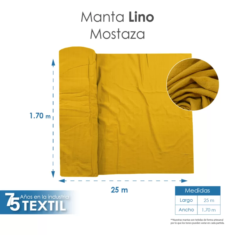 Manta Lino 1.70 M ancho Mostaza