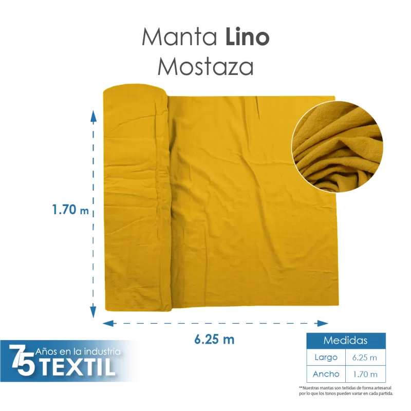 Manta Lino 1.70 M ancho Mostaza
