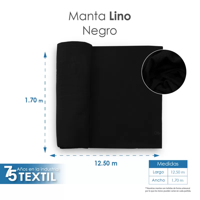 Manta Lino 1.70 M ancho Negro