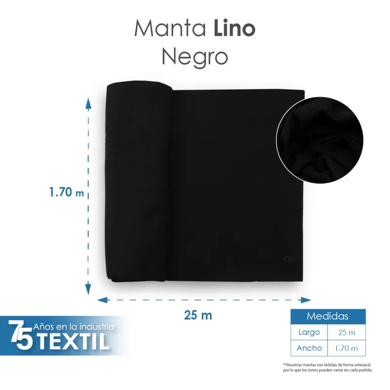 Manta Lino 1.70 M ancho Negro