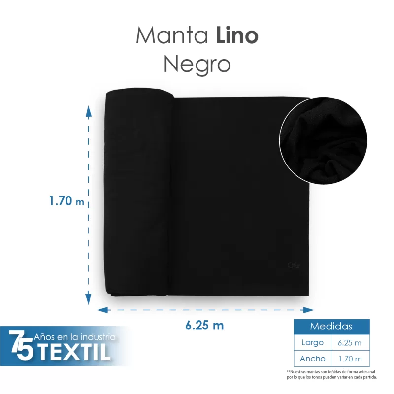 Manta Lino 1.70 M ancho Negro