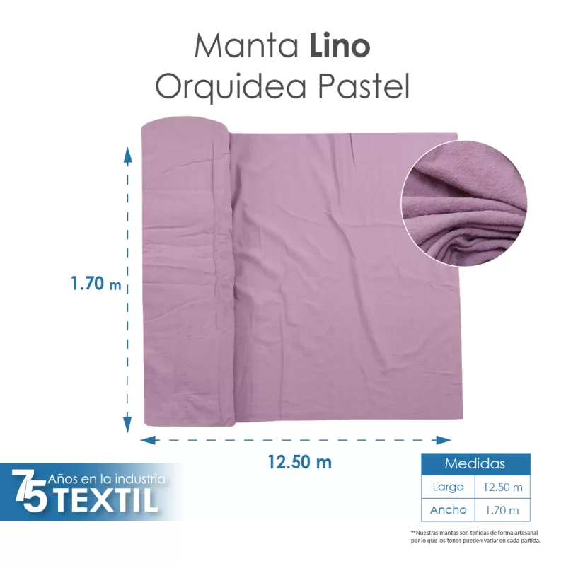 Manta Lino 1.70 M ancho Orquídea Pastel