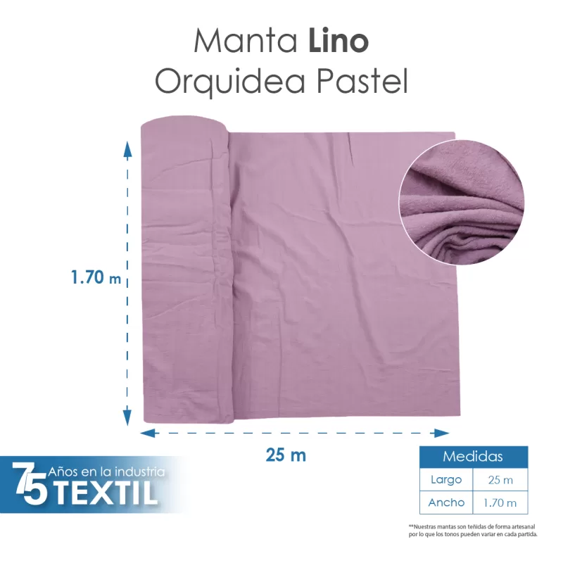 Manta Lino 1.70 M ancho Orquídea Pastel