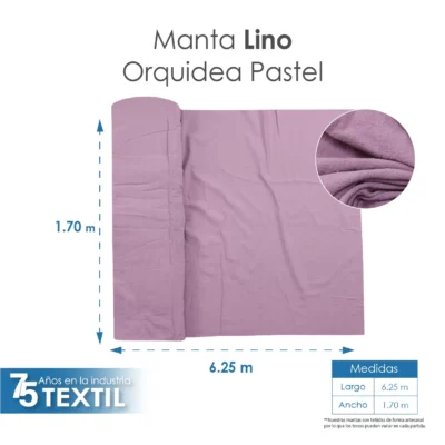 Manta Lino 1.70 M ancho Orquídea Pastel: imagen 4