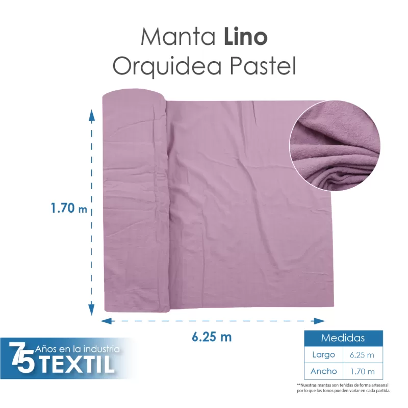 Manta Lino 1.70 M ancho Orquídea Pastel