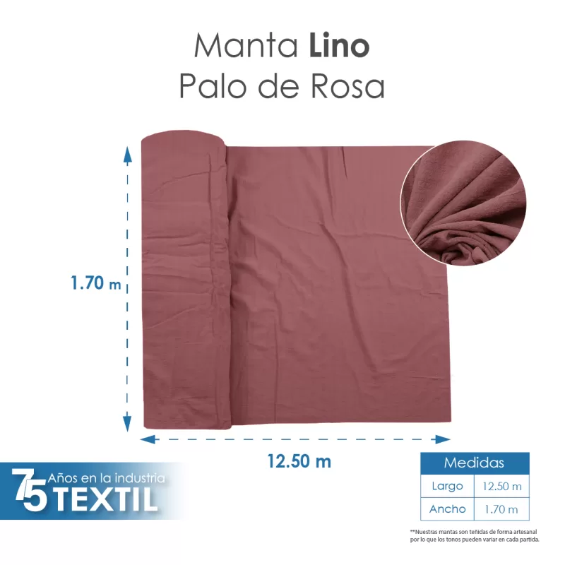 Manta Lino 1.70 M ancho Palo de Rosa