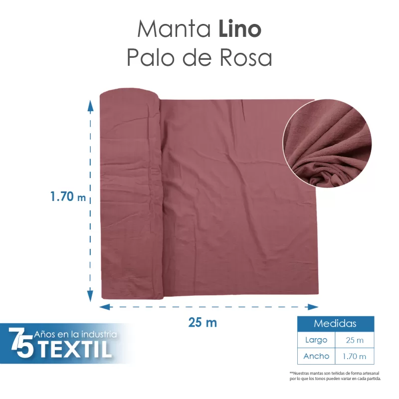 Manta Lino 1.70 M ancho Palo de Rosa