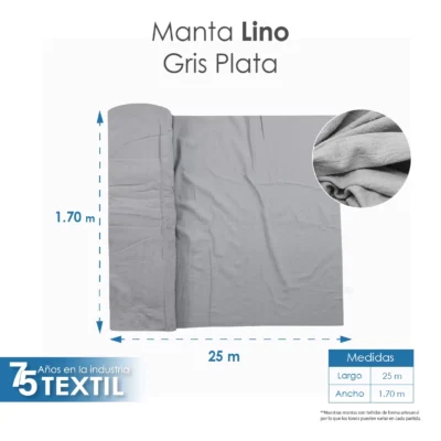 Manta Lino 1.70 M ancho Gris Plata: imagen 4