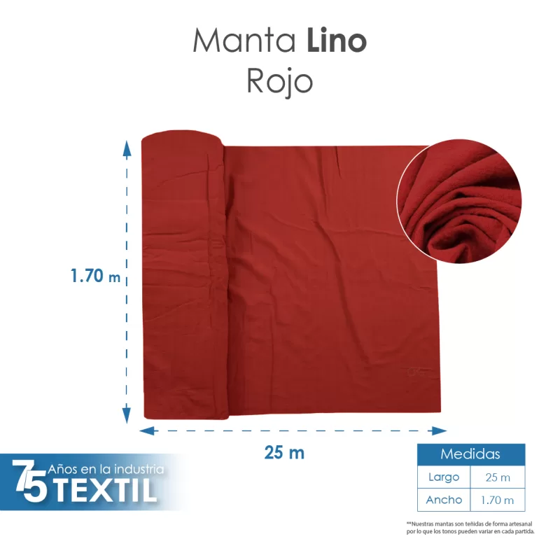 Manta Lino 1.70 M ancho Rojo