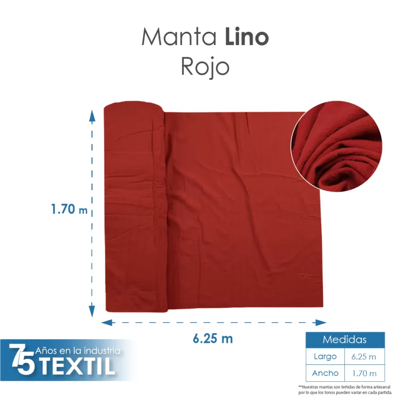 Manta Lino 1.70 M ancho Rojo