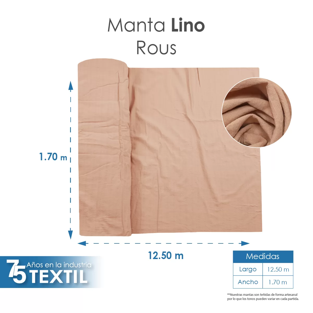 Manta Lino 1.70 M ancho Rous: imagen 3