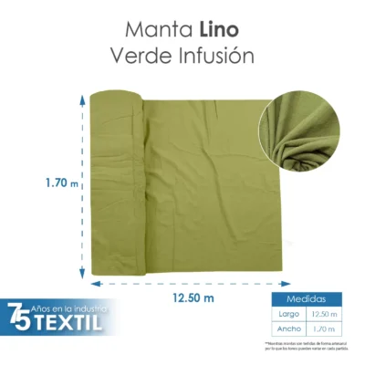 Manta Lino 1.70 M ancho Verde Infusión: imagen 3