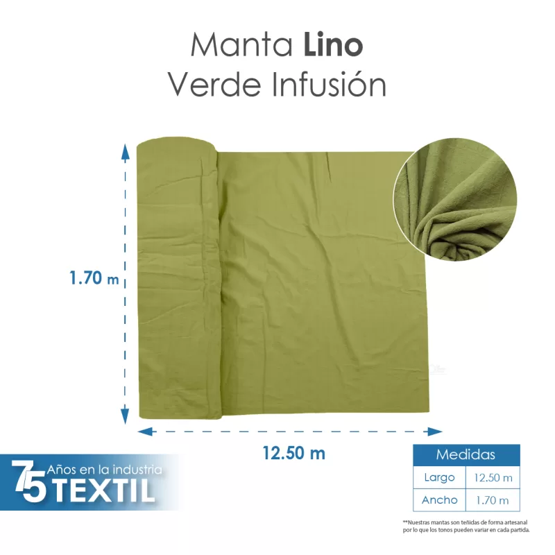 Manta Lino 1.70 M ancho Verde Infusión