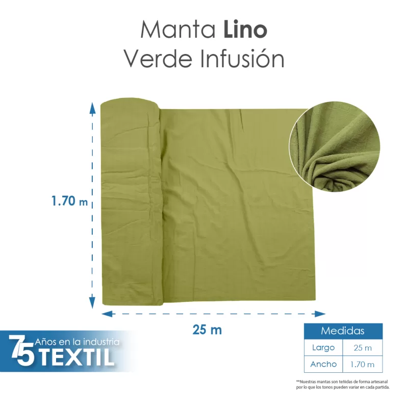 Manta Lino 1.70 M ancho Verde Infusión