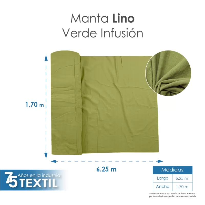 Manta Lino 1.70 M ancho Verde Infusión