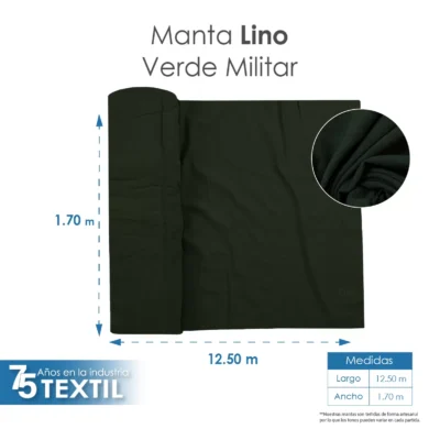Manta Lino 1.70 M ancho Verde Militar: imagen 3
