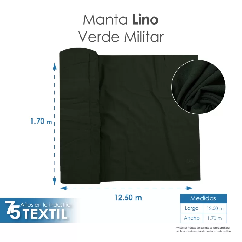 Manta Lino 1.70 M ancho Verde Militar