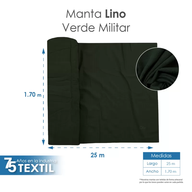 Manta Lino 1.70 M ancho Verde Militar
