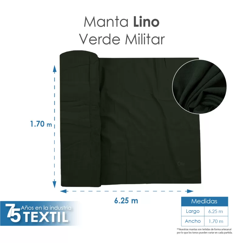 Manta Lino 1.70 M ancho Verde Militar