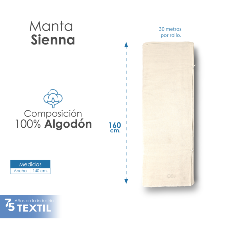 Manta Sienna 1.60 M ancho Cruda