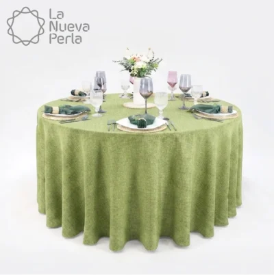 Mantel Redondo Lino Ginebra 2.90 D Verde Aguacate