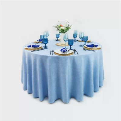 Mantel Redondo Lino Ginebra 2.90 D Azul Cielo