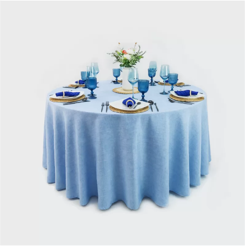 Mantel Redondo Lino Ginebra 2.90 D Azul Cielo