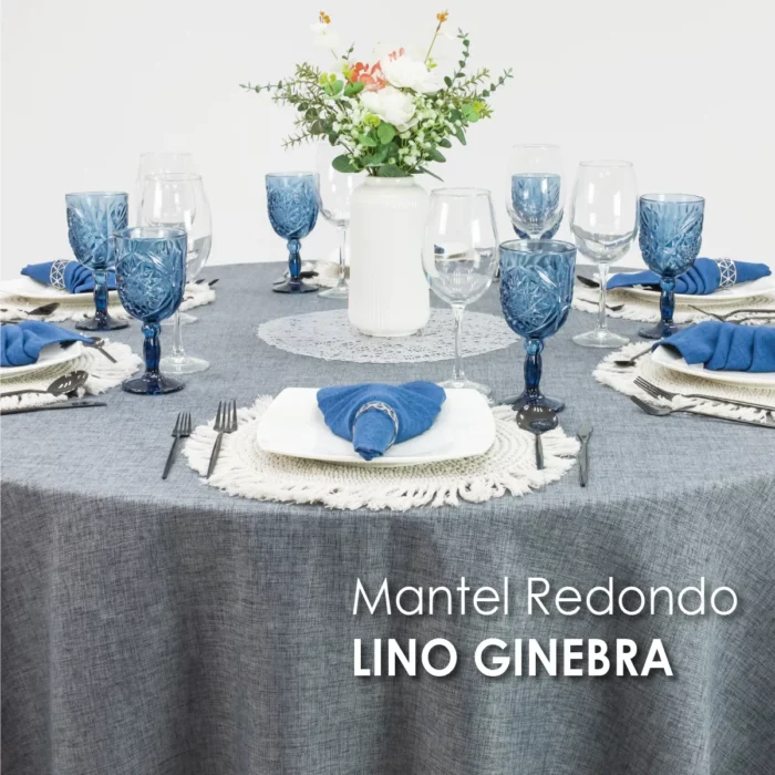 Mantel Redondo Lino Ginebra 2.90 D Gris Oxford