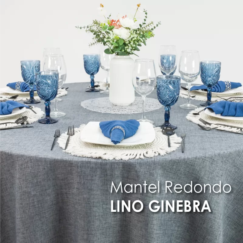 Mantel Redondo Lino Ginebra 2.90 D Gris Oxford